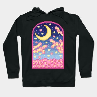 Aesthetic Night Sky Pixel Art Hoodie